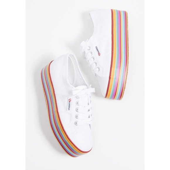 Superga Shoes - NWT Superga 2790 Platform Sneakers Rainbow Sole Sz 10